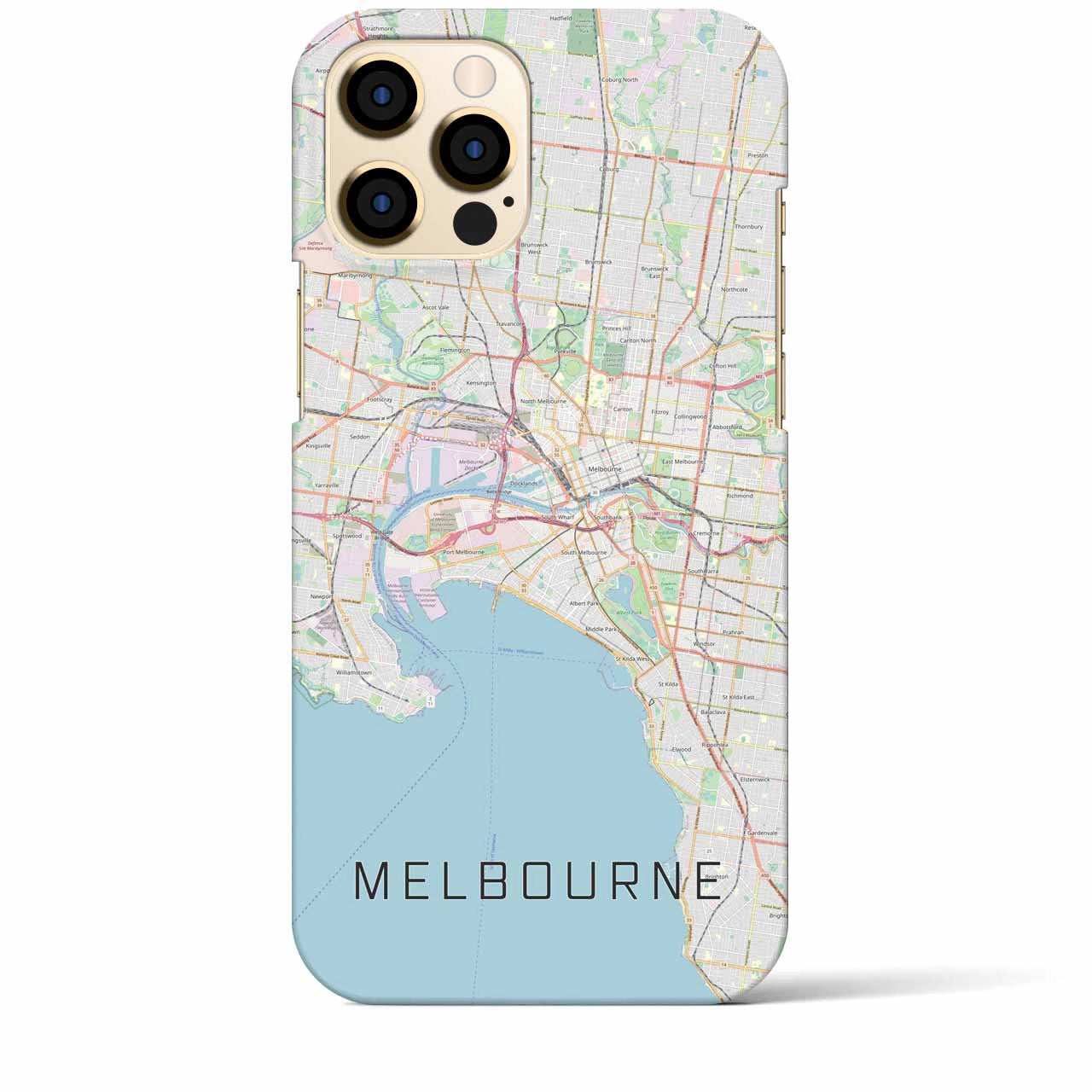 【メルボルン】地図柄iPhoneケース（バックカバータイプ・ナチュラル）iPhone 12 Pro Max 用