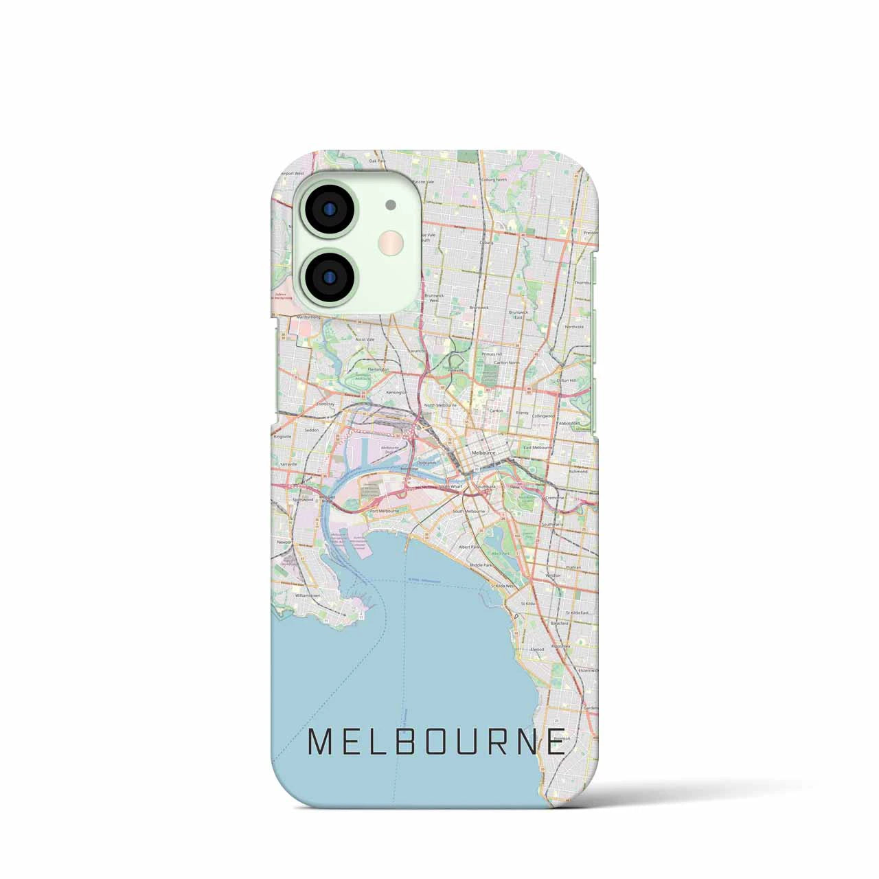 【メルボルン】地図柄iPhoneケース（バックカバータイプ・ナチュラル）iPhone 12 mini 用