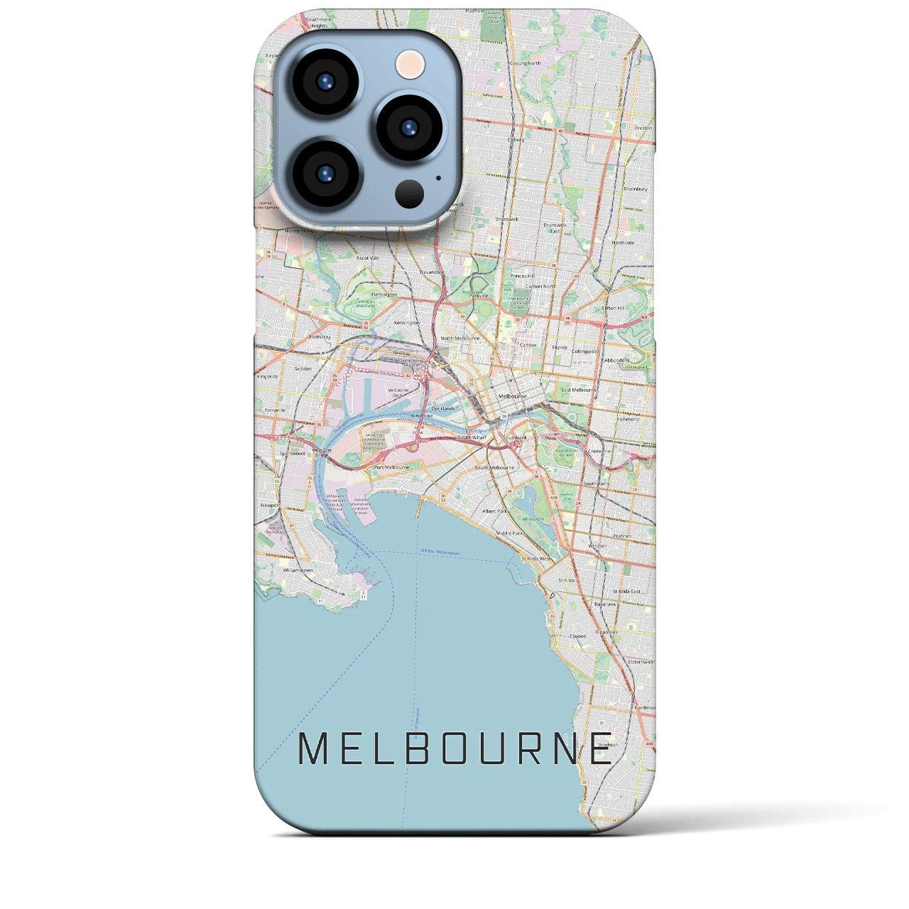 【メルボルン】地図柄iPhoneケース（バックカバータイプ・ナチュラル）iPhone 13 Pro Max 用
