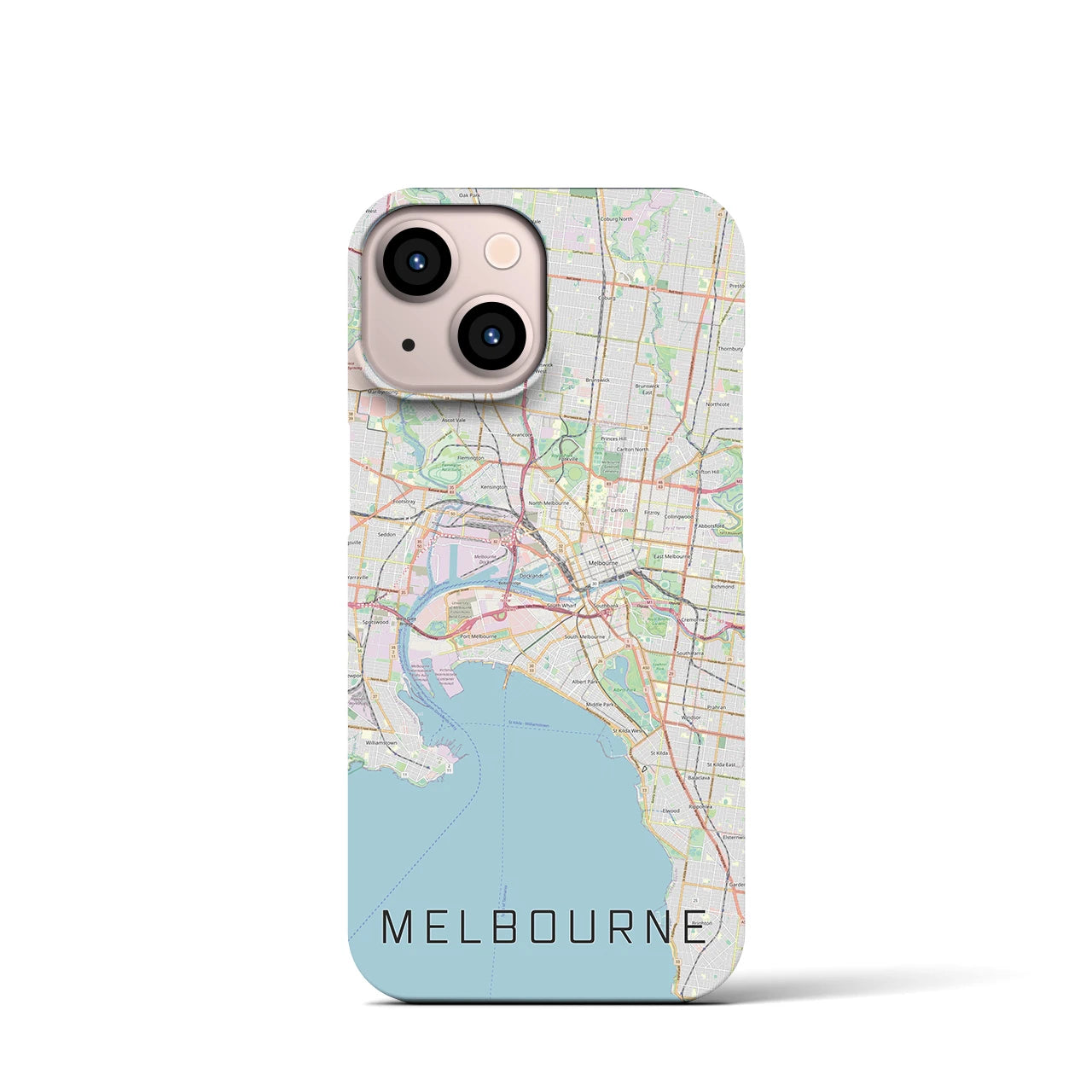 【メルボルン】地図柄iPhoneケース（バックカバータイプ・ナチュラル）iPhone 13 mini 用