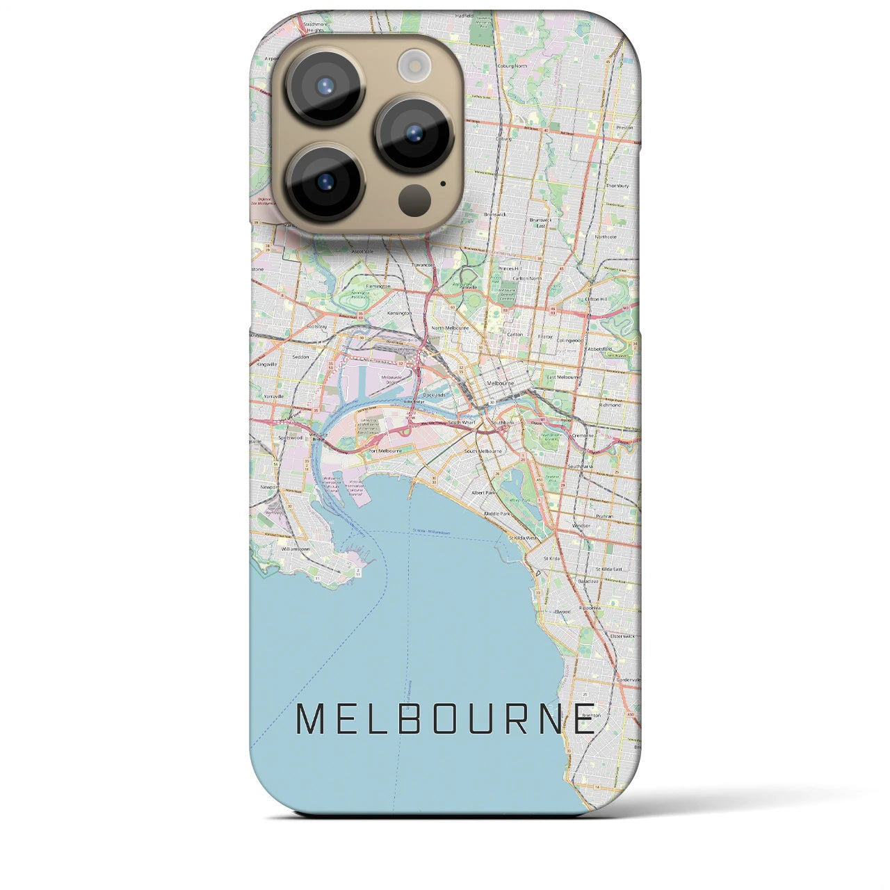 【メルボルン】地図柄iPhoneケース（バックカバータイプ・ナチュラル）iPhone 14 Pro Max 用