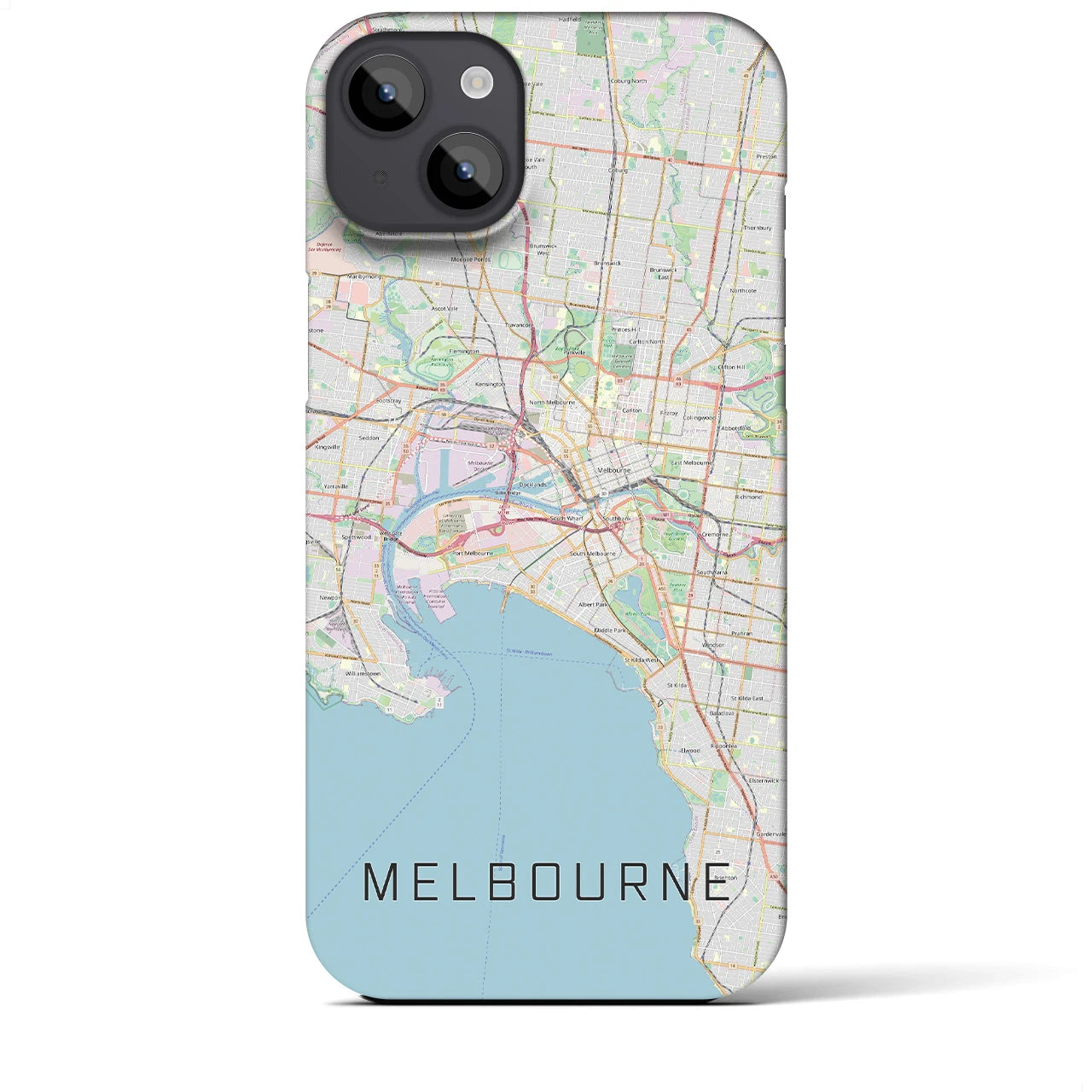 【メルボルン】地図柄iPhoneケース（バックカバータイプ・ナチュラル）iPhone 14 Plus 用