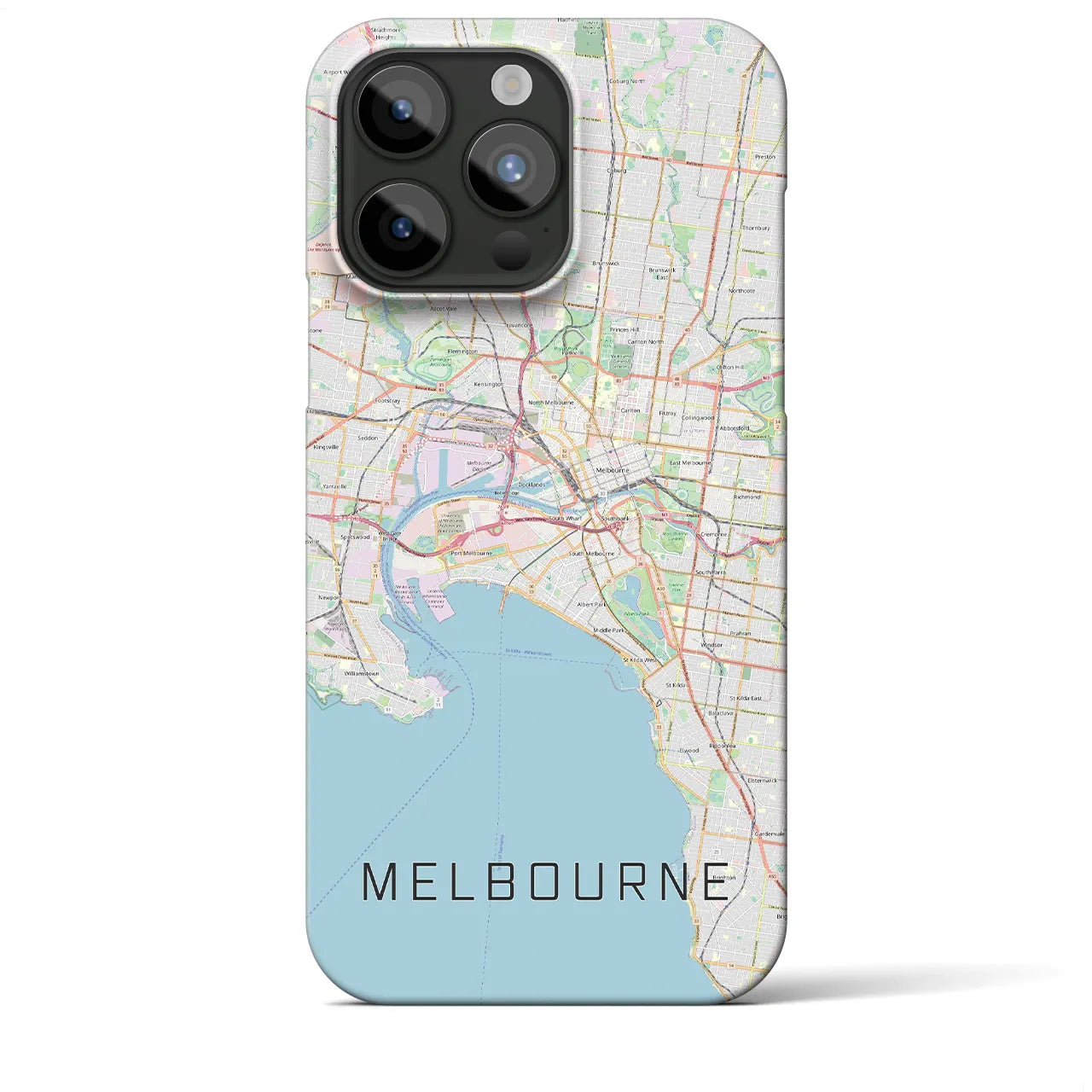 【メルボルン】地図柄iPhoneケース（バックカバータイプ・ナチュラル）iPhone 15 Pro Max 用