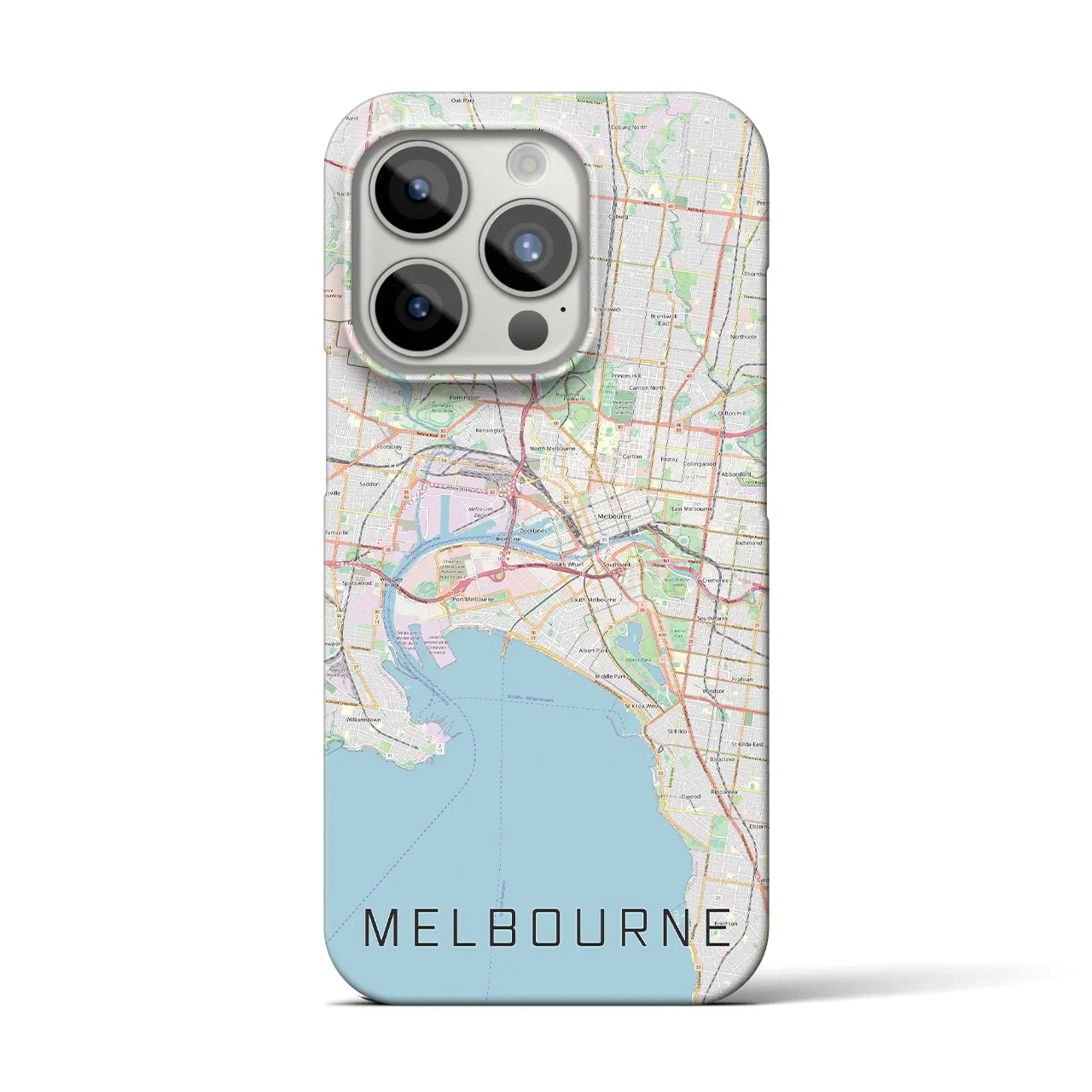 【メルボルン】地図柄iPhoneケース（バックカバータイプ・ナチュラル）iPhone 15 Pro 用