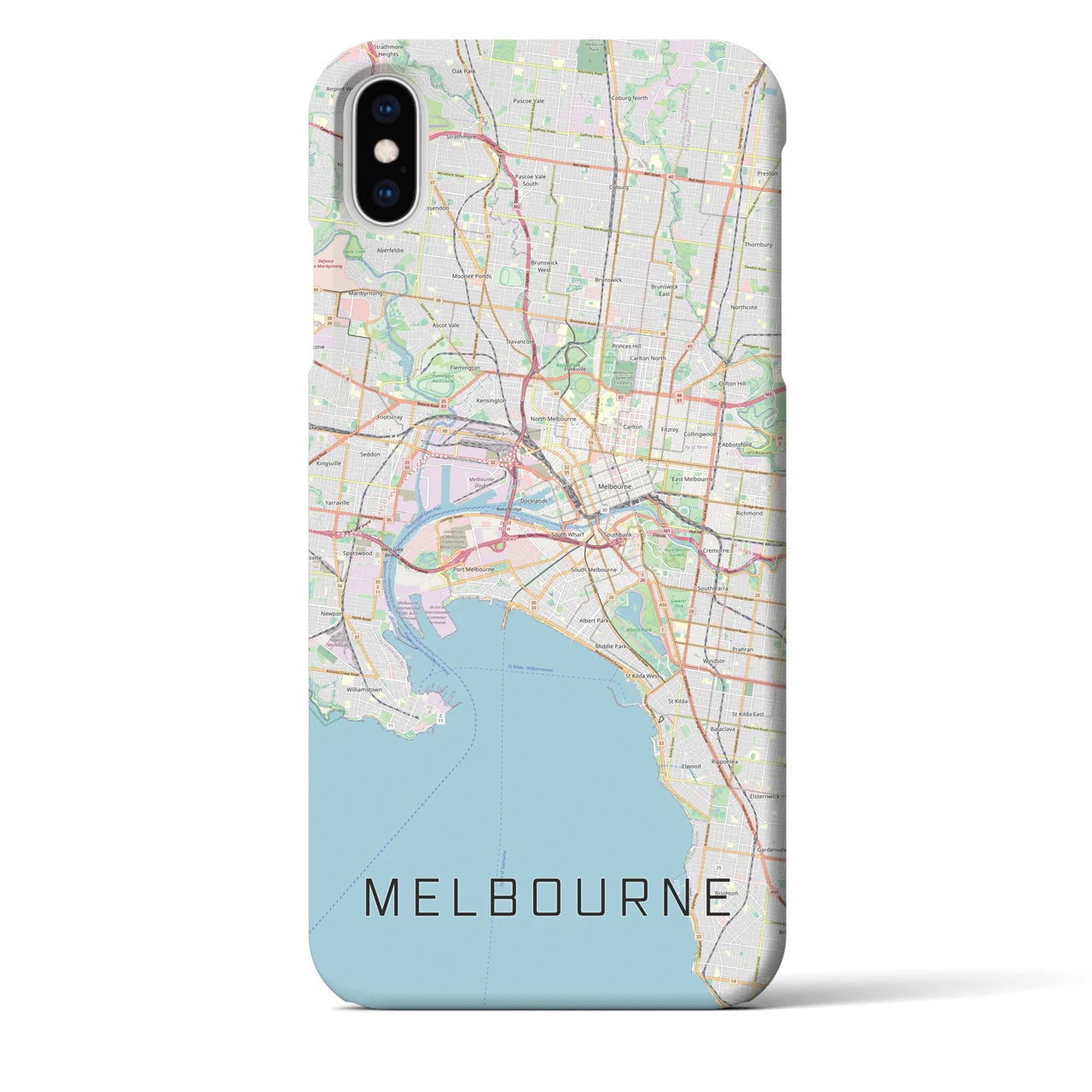 【メルボルン】地図柄iPhoneケース（バックカバータイプ・ナチュラル）iPhone XS Max 用