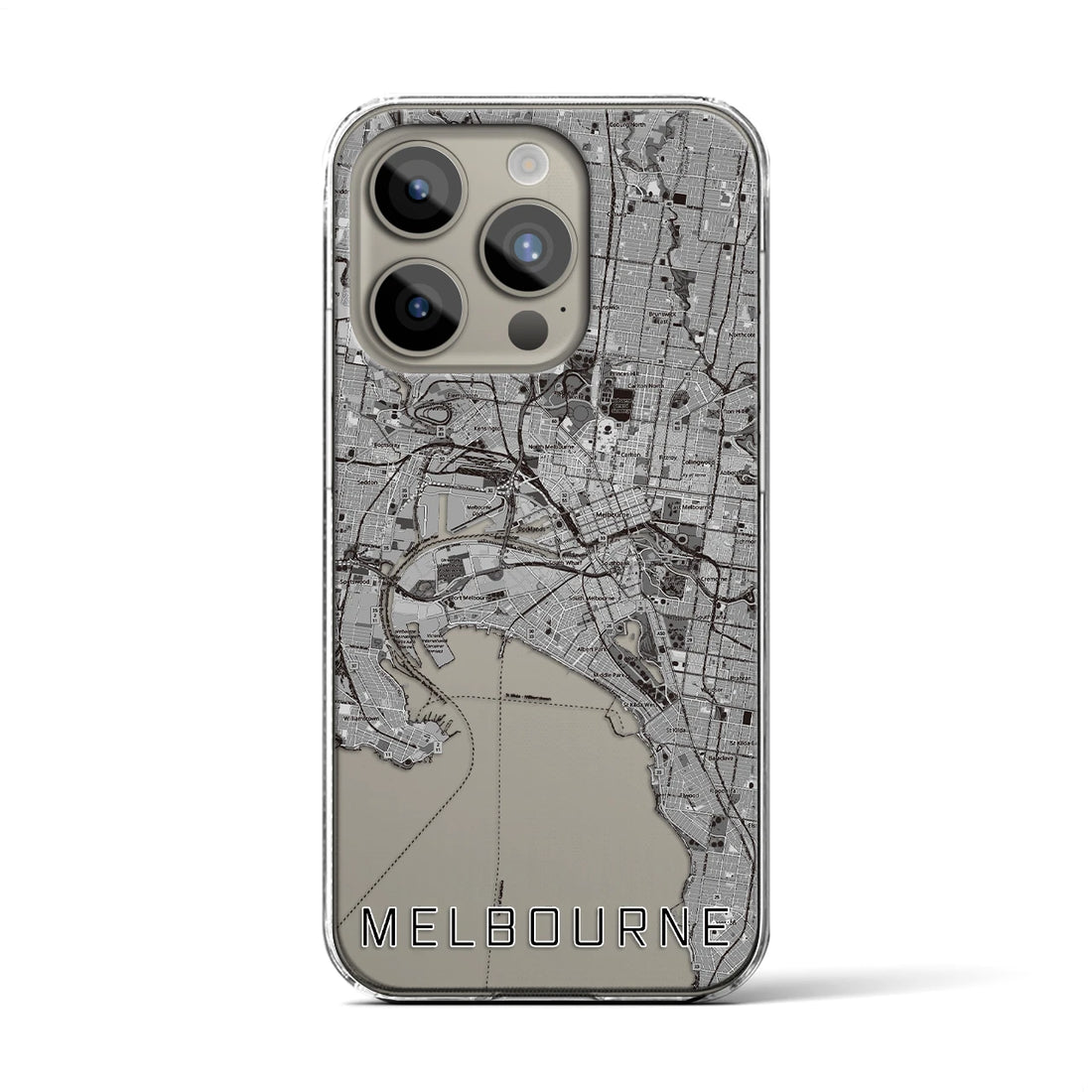 【メルボルン】地図柄iPhoneケース（クリアタイプ・モノトーン）iPhone 15 Pro 用
