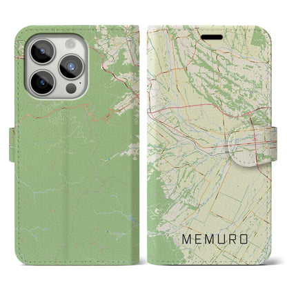 【芽室（北海道）】地図柄iPhoneケース（手帳タイプ）ナチュラル・iPhone 15 Pro 用