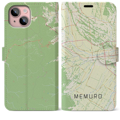 【芽室（北海道）】地図柄iPhoneケース（手帳タイプ）ナチュラル・iPhone 15 Plus 用