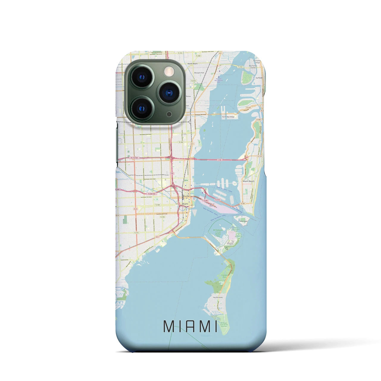 【マイアミ】地図柄iPhoneケース（バックカバータイプ・ナチュラル）iPhone 11 Pro 用