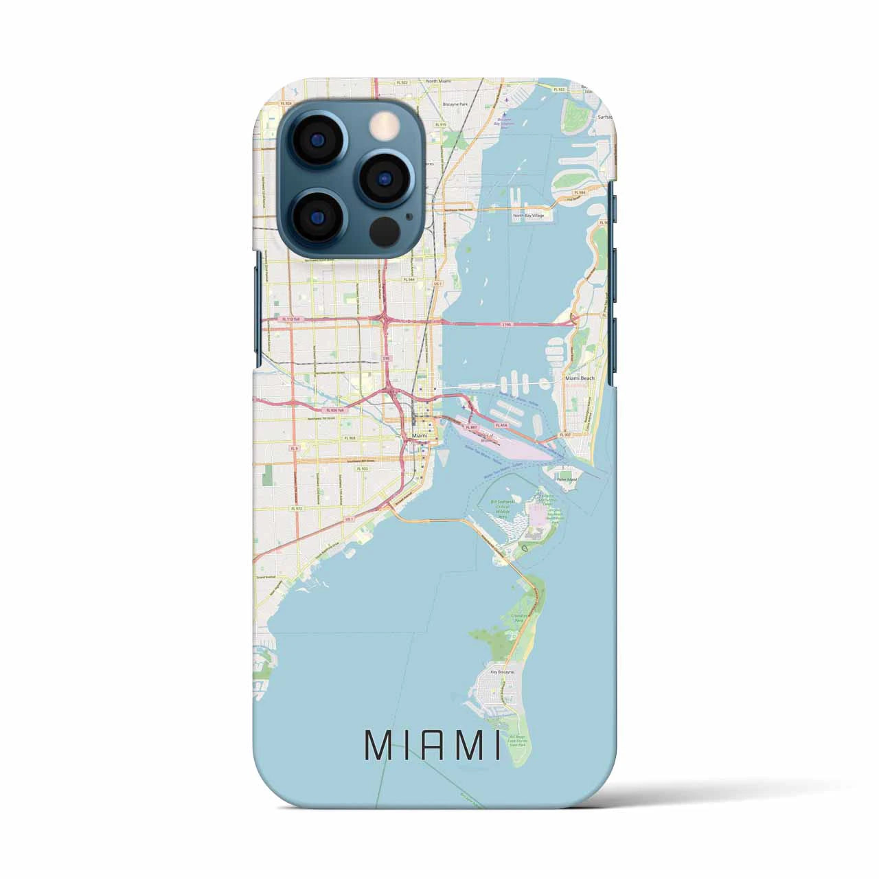 【マイアミ】地図柄iPhoneケース（バックカバータイプ・ナチュラル）iPhone 12 / 12 Pro 用