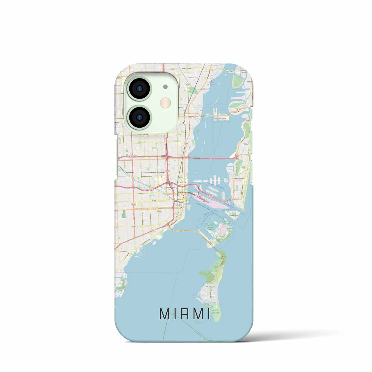 【マイアミ】地図柄iPhoneケース（バックカバータイプ・ナチュラル）iPhone 12 mini 用