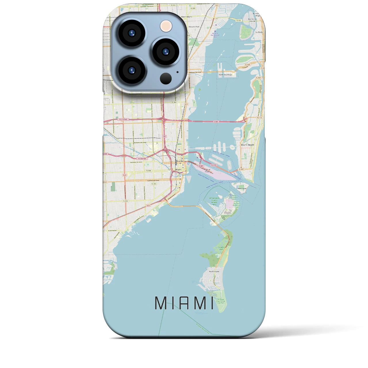 【マイアミ】地図柄iPhoneケース（バックカバータイプ・ナチュラル）iPhone 13 Pro Max 用