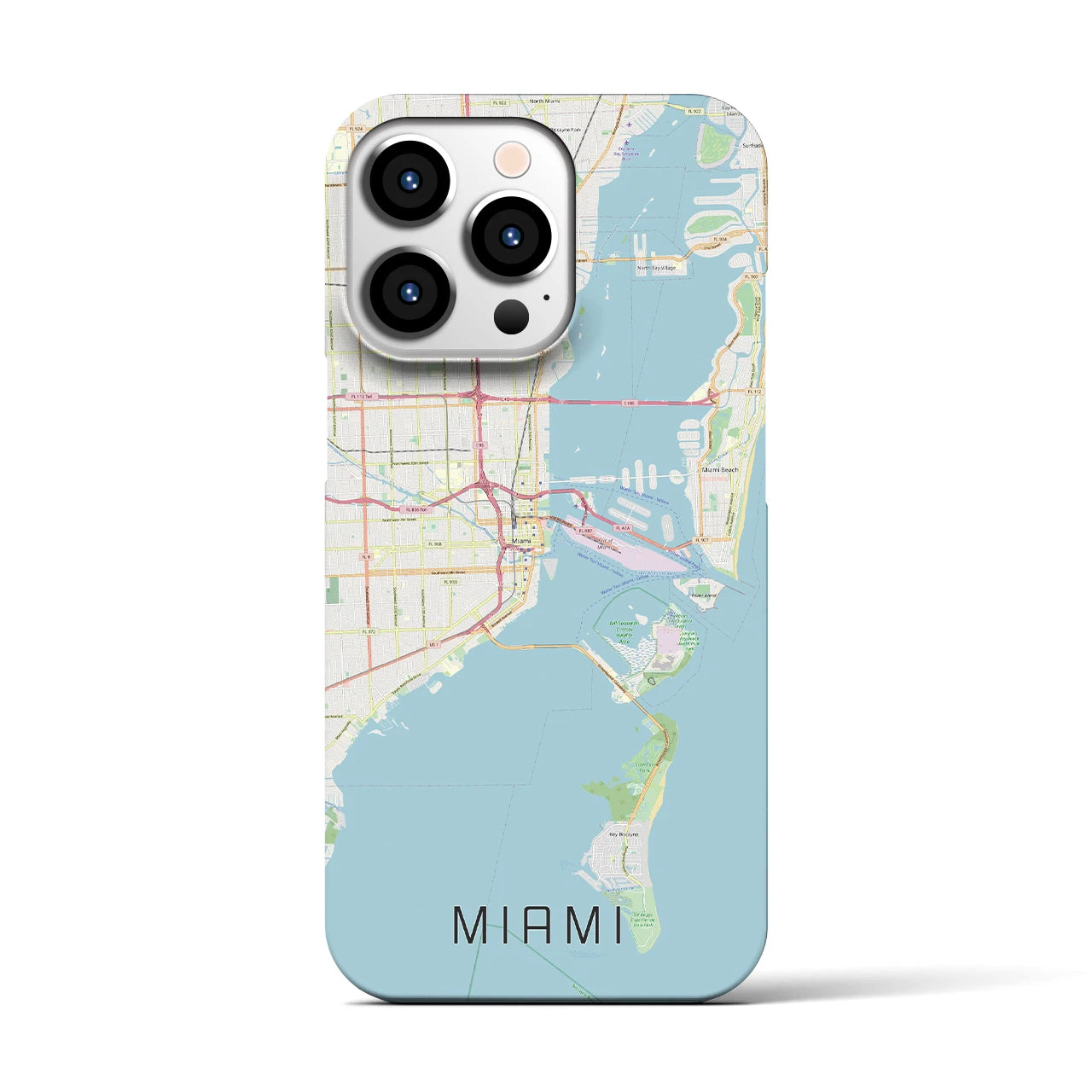 【マイアミ】地図柄iPhoneケース（バックカバータイプ・ナチュラル）iPhone 13 Pro 用