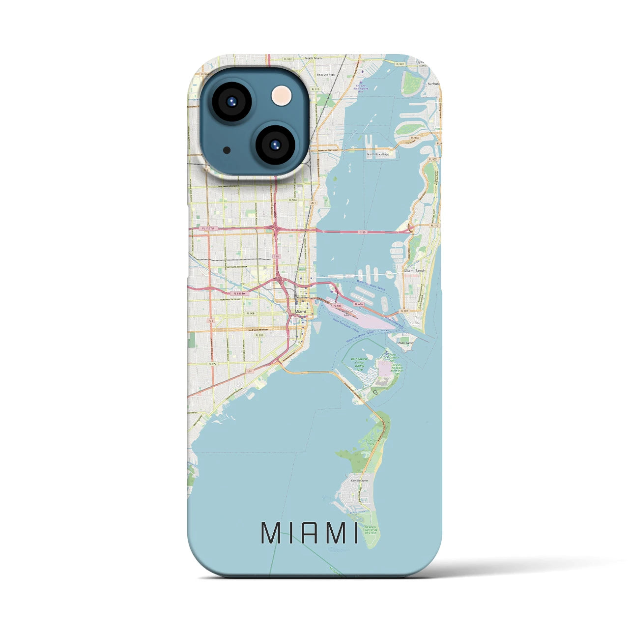 【マイアミ】地図柄iPhoneケース（バックカバータイプ・ナチュラル）iPhone 13 用