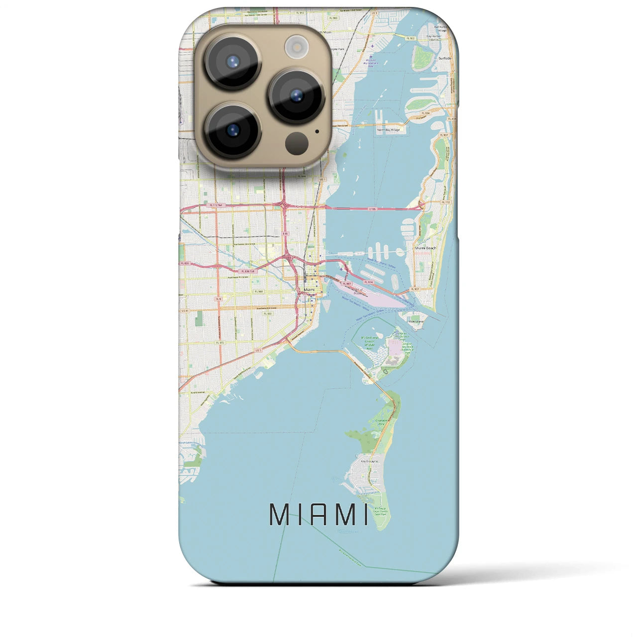 【マイアミ】地図柄iPhoneケース（バックカバータイプ・ナチュラル）iPhone 14 Pro Max 用