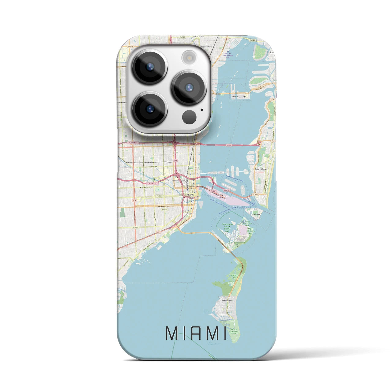 【マイアミ】地図柄iPhoneケース（バックカバータイプ・ナチュラル）iPhone 14 Pro 用
