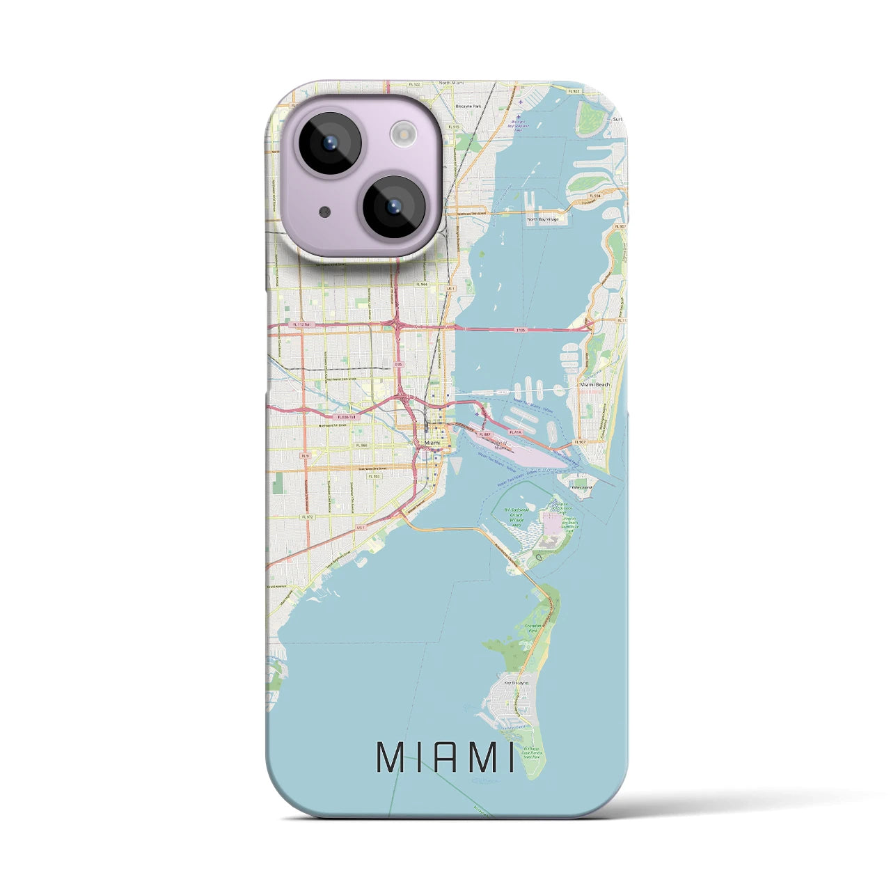 【マイアミ】地図柄iPhoneケース（バックカバータイプ・ナチュラル）iPhone 14 用
