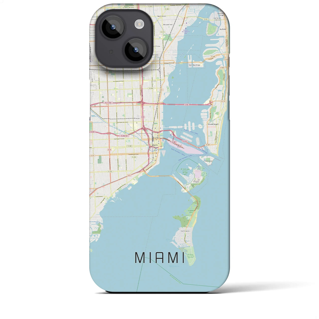 【マイアミ】地図柄iPhoneケース（バックカバータイプ・ナチュラル）iPhone 14 Plus 用