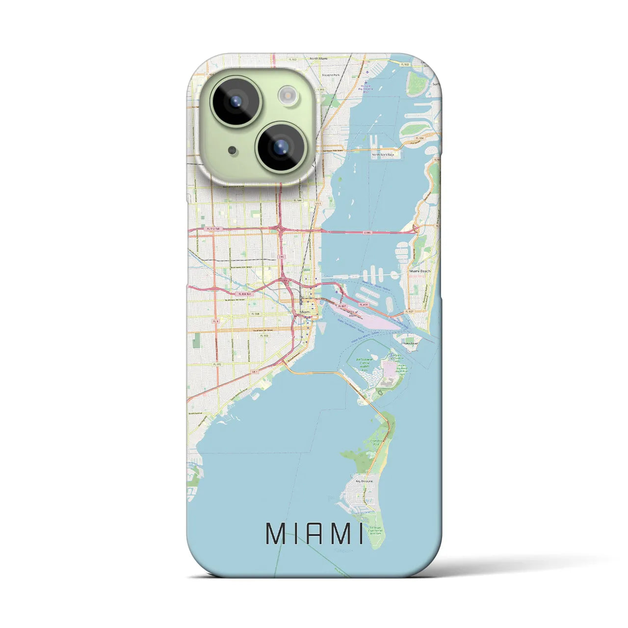 【マイアミ】地図柄iPhoneケース（バックカバータイプ・ナチュラル）iPhone 15 用