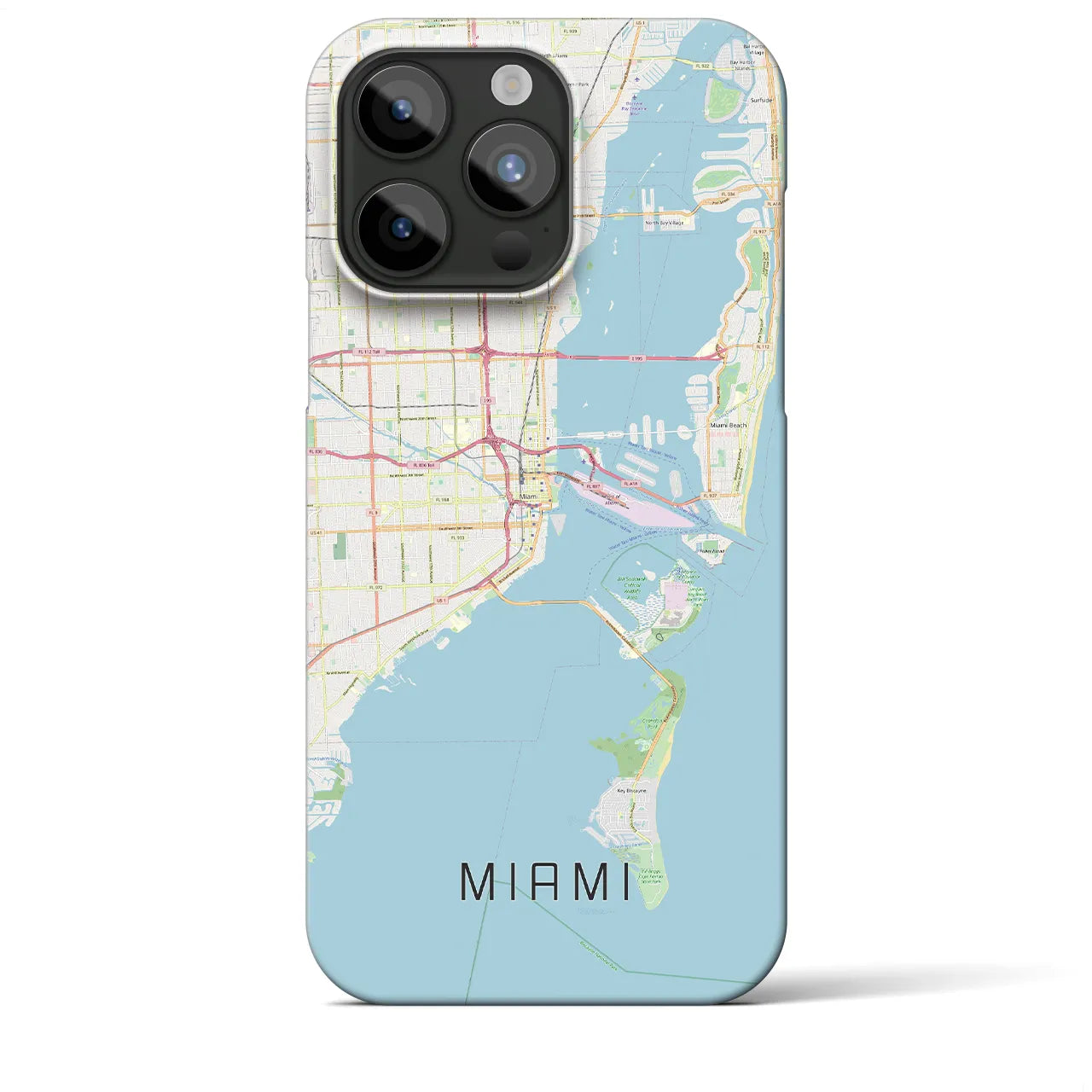 【マイアミ】地図柄iPhoneケース（バックカバータイプ・ナチュラル）iPhone 15 Pro Max 用