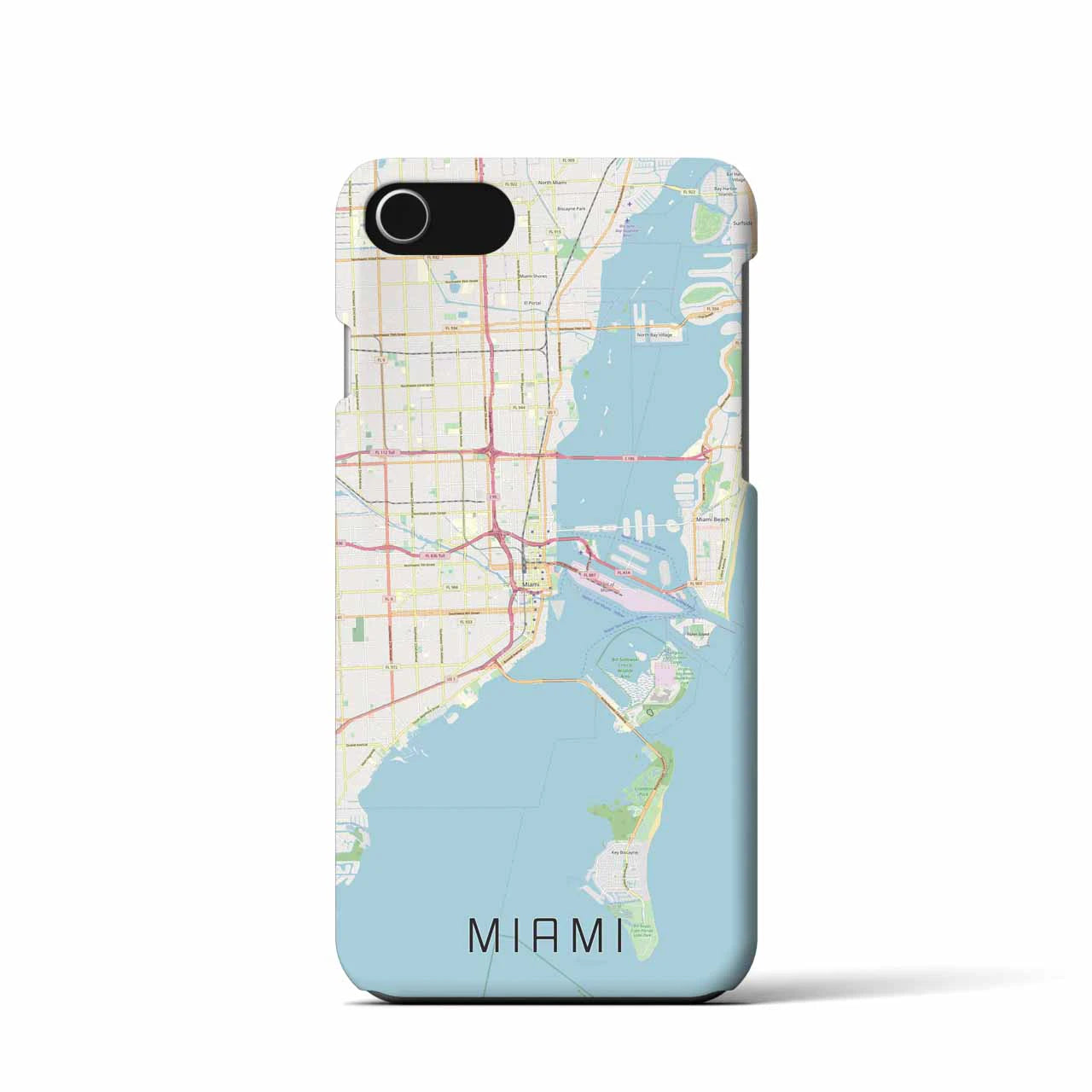 【マイアミ】地図柄iPhoneケース（バックカバータイプ・ナチュラル）iPhone SE（第3 / 第2世代） / 8 / 7 / 6s / 6 用