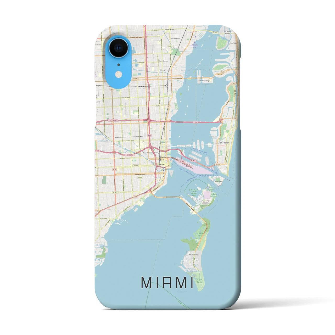 【マイアミ】地図柄iPhoneケース（バックカバータイプ・ナチュラル）iPhone XR 用