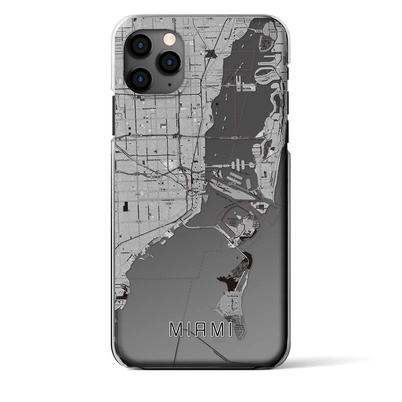 【マイアミ】地図柄iPhoneケース（クリアタイプ・モノトーン）iPhone 11 Pro Max 用