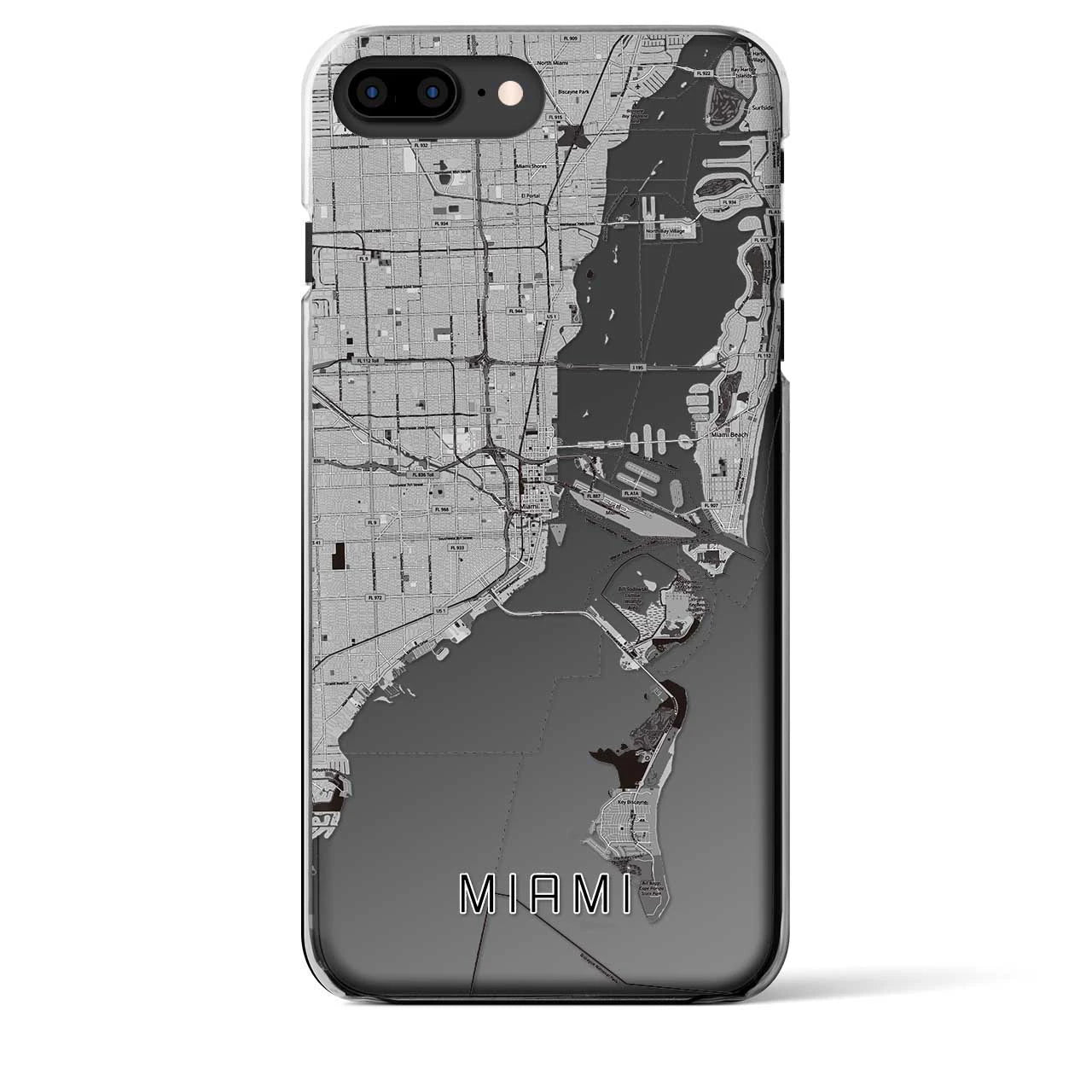 【マイアミ】地図柄iPhoneケース（クリアタイプ・モノトーン）iPhone 8Plus /7Plus / 6sPlus / 6Plus 用