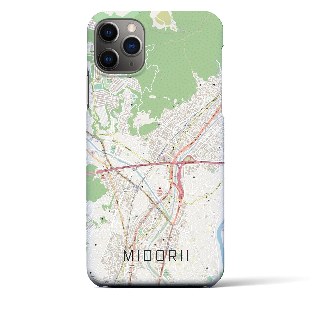 【緑井】地図柄iPhoneケース（バックカバータイプ・ナチュラル）iPhone 11 Pro Max 用