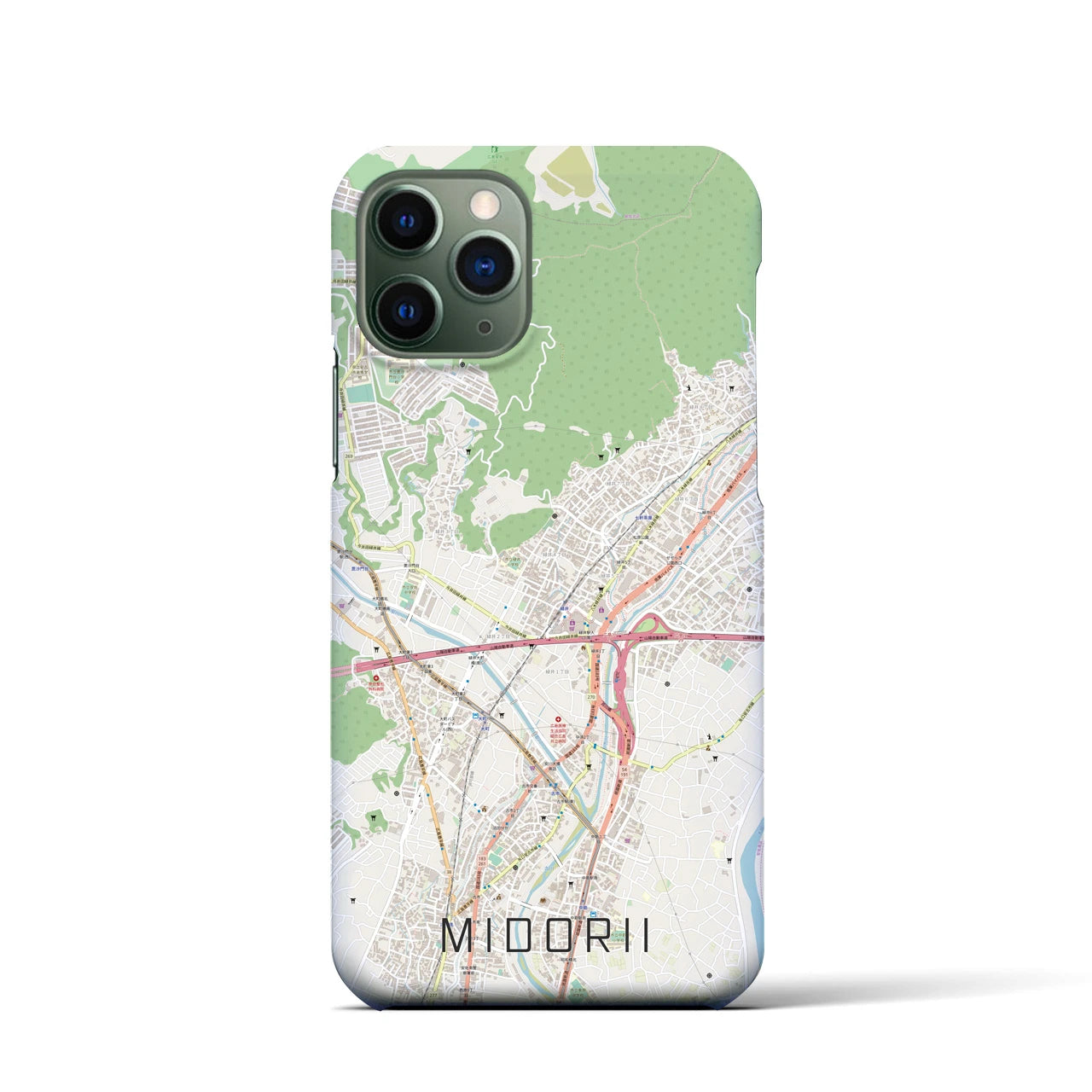 【緑井】地図柄iPhoneケース（バックカバータイプ・ナチュラル）iPhone 11 Pro 用