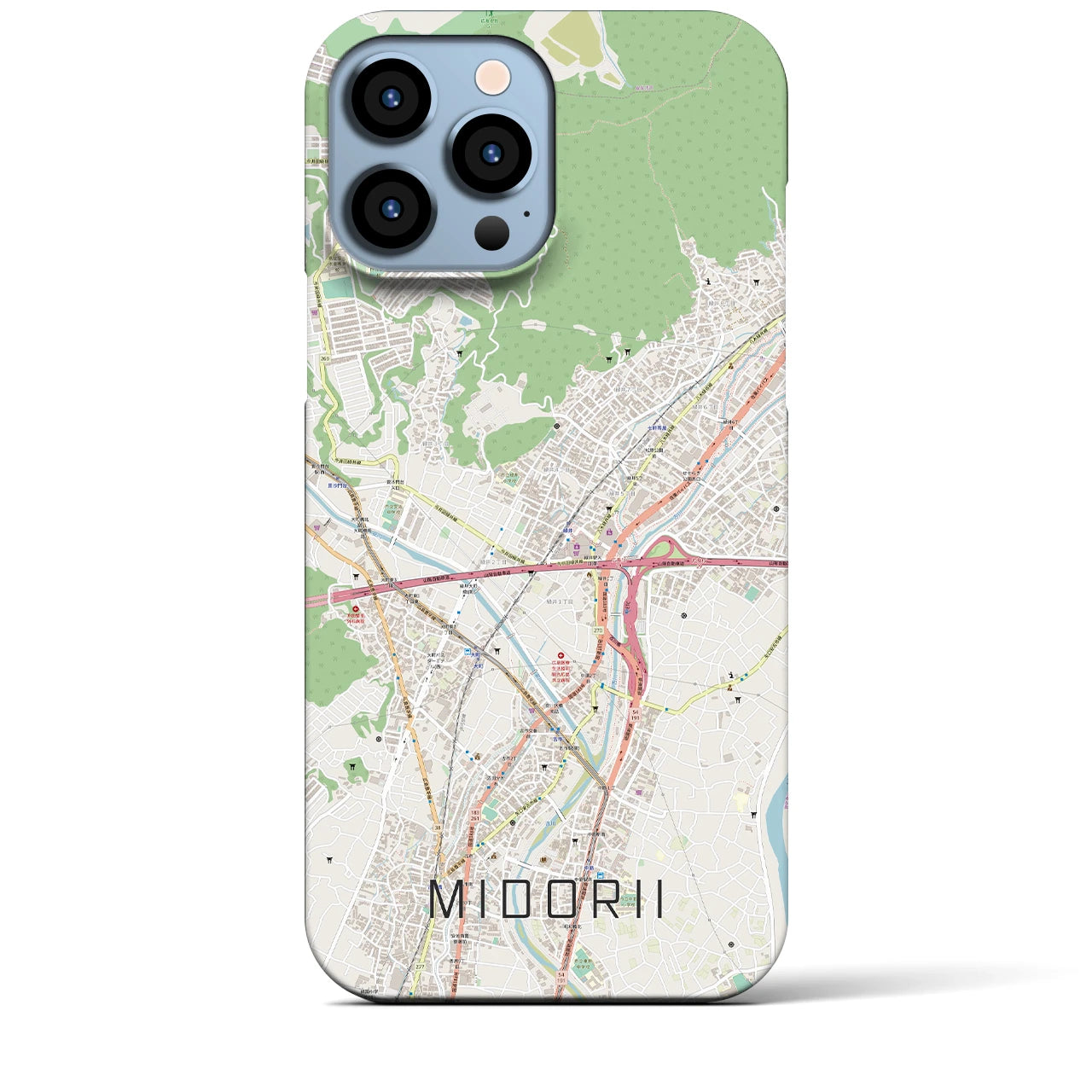 【緑井】地図柄iPhoneケース（バックカバータイプ・ナチュラル）iPhone 13 Pro Max 用