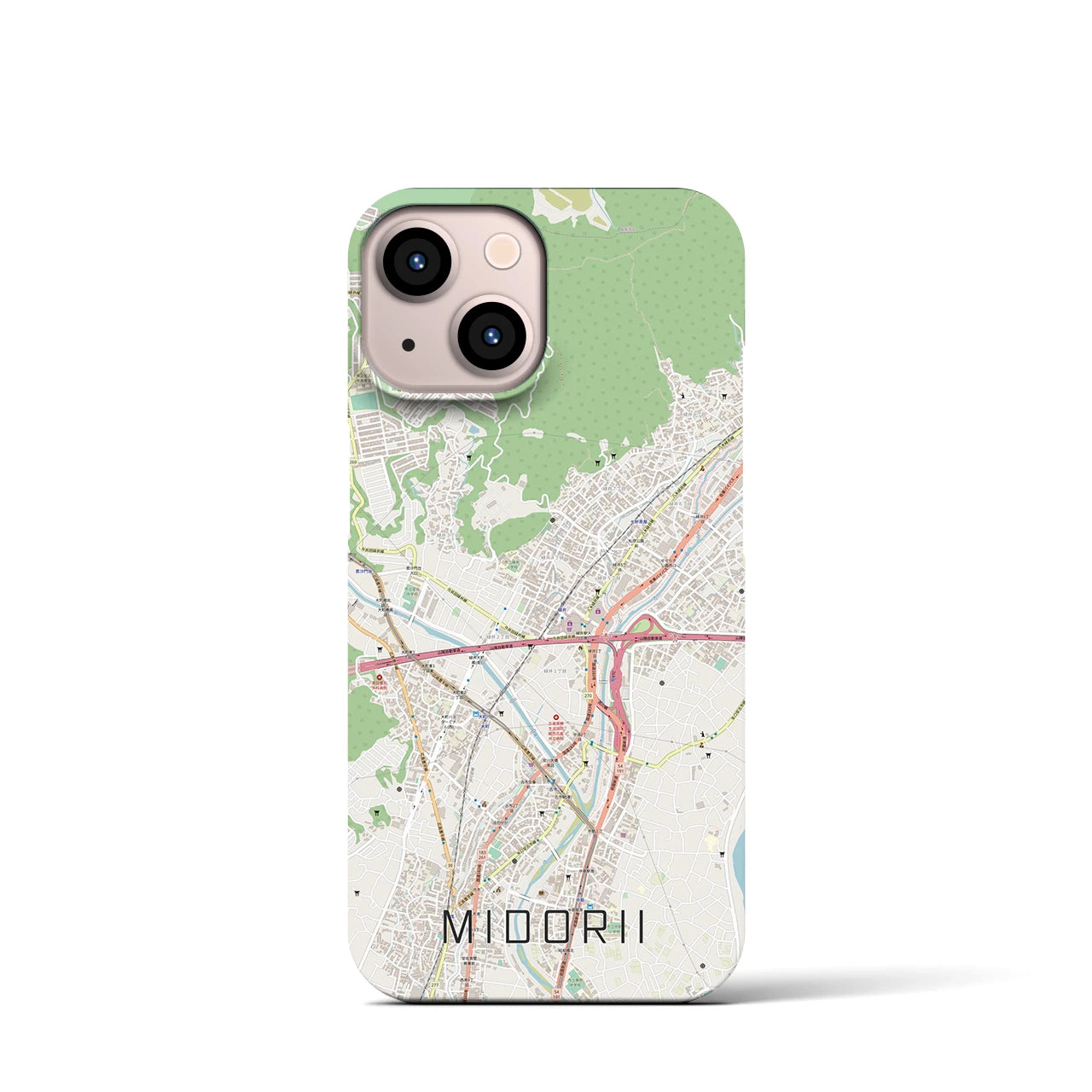 【緑井】地図柄iPhoneケース（バックカバータイプ・ナチュラル）iPhone 13 mini 用