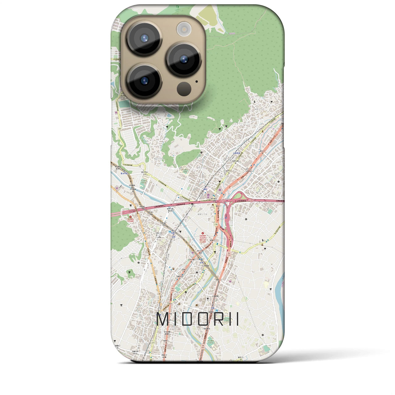 【緑井】地図柄iPhoneケース（バックカバータイプ・ナチュラル）iPhone 14 Pro Max 用