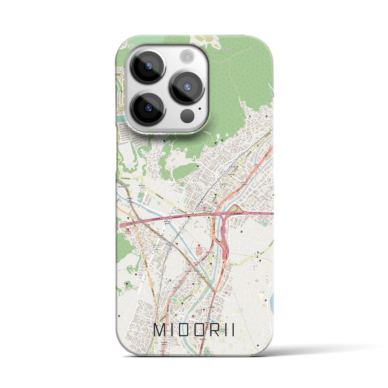【緑井】地図柄iPhoneケース（バックカバータイプ・ナチュラル）iPhone 14 Pro 用