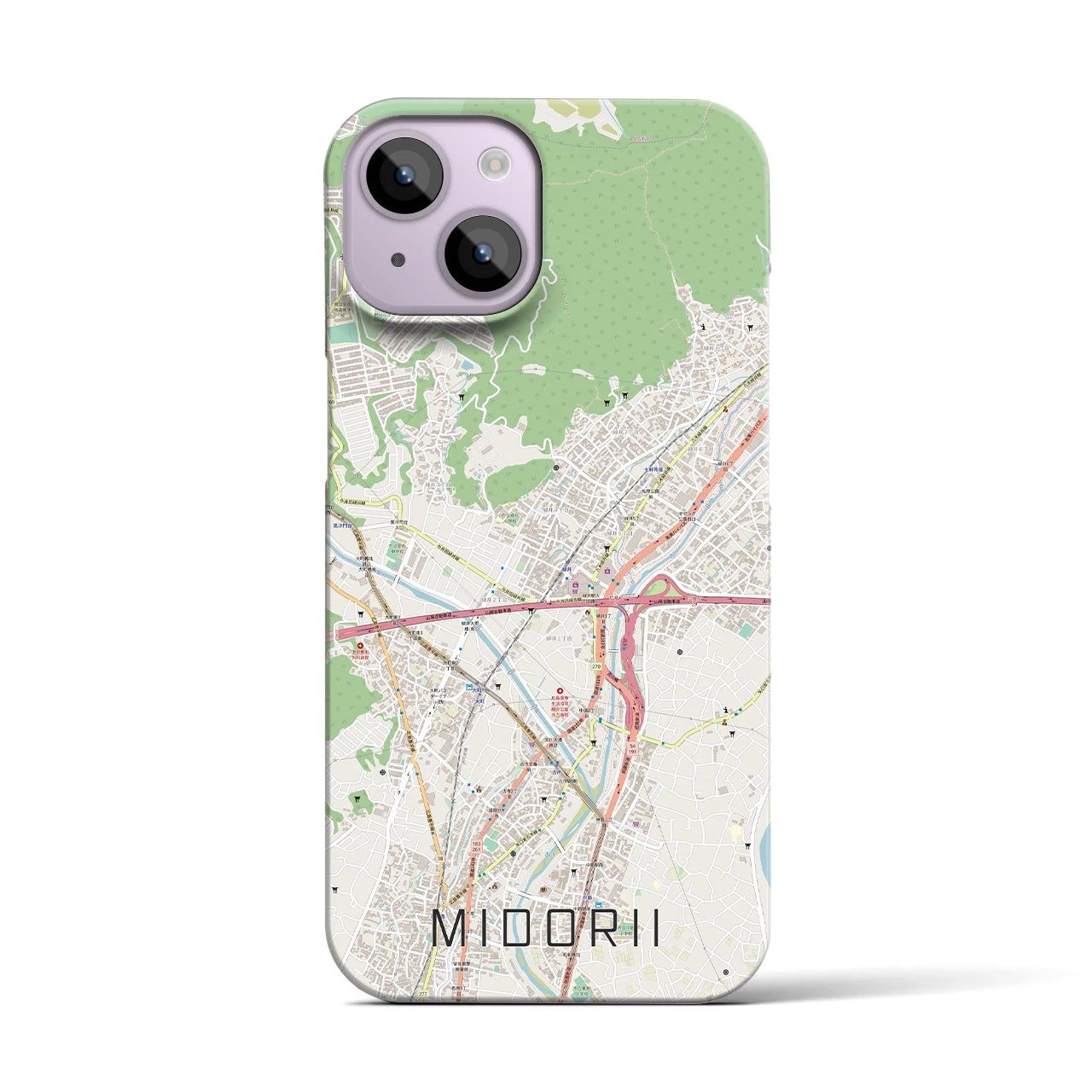 【緑井】地図柄iPhoneケース（バックカバータイプ・ナチュラル）iPhone 14 用