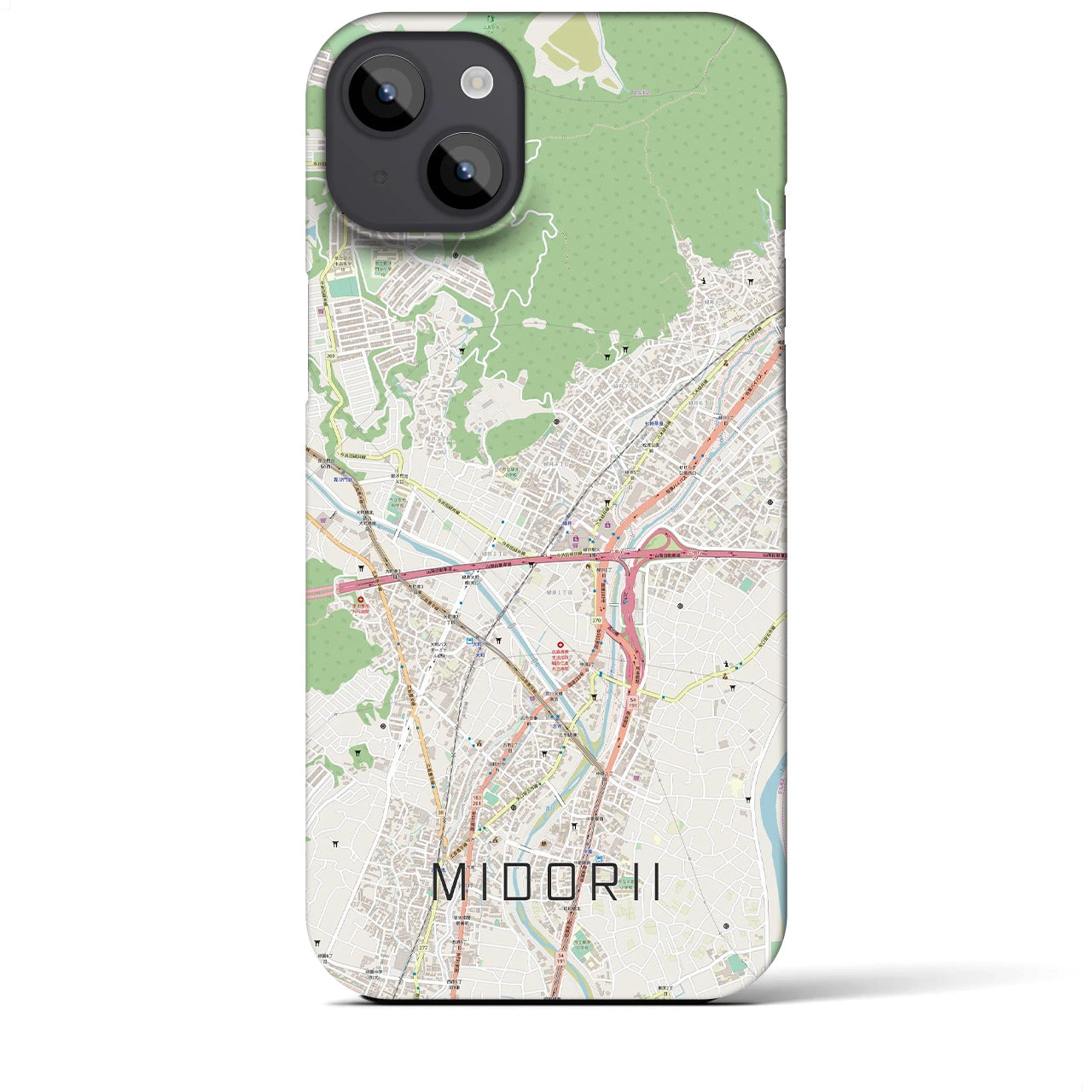 【緑井】地図柄iPhoneケース（バックカバータイプ・ナチュラル）iPhone 14 Plus 用