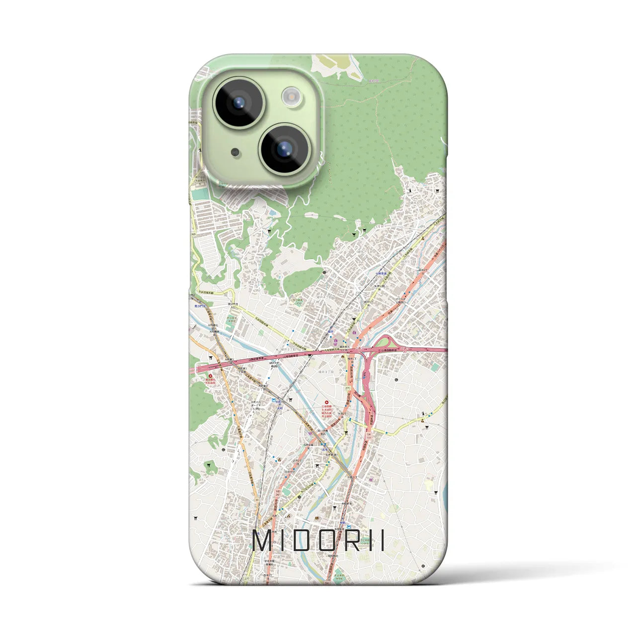 【緑井】地図柄iPhoneケース（バックカバータイプ・ナチュラル）iPhone 15 用