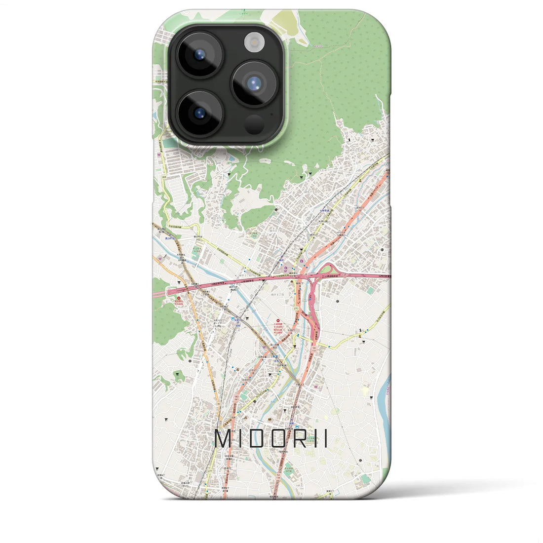 【緑井】地図柄iPhoneケース（バックカバータイプ・ナチュラル）iPhone 15 Pro Max 用