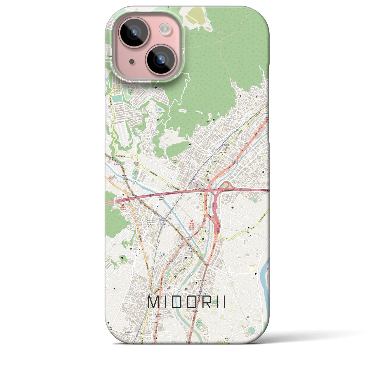 【緑井】地図柄iPhoneケース（バックカバータイプ・ナチュラル）iPhone 15 Plus 用