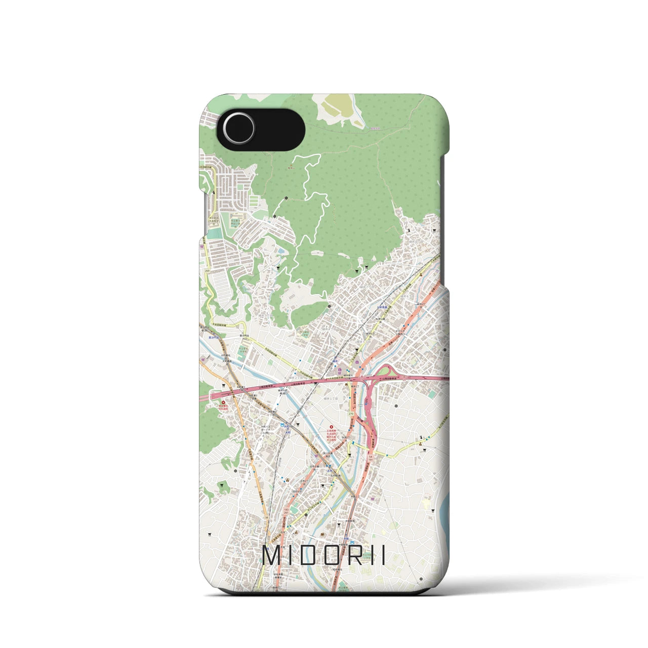 【緑井】地図柄iPhoneケース（バックカバータイプ・ナチュラル）iPhone SE（第3 / 第2世代） / 8 / 7 / 6s / 6 用