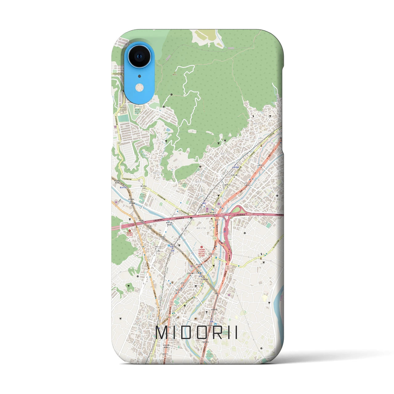 【緑井】地図柄iPhoneケース（バックカバータイプ・ナチュラル）iPhone XR 用