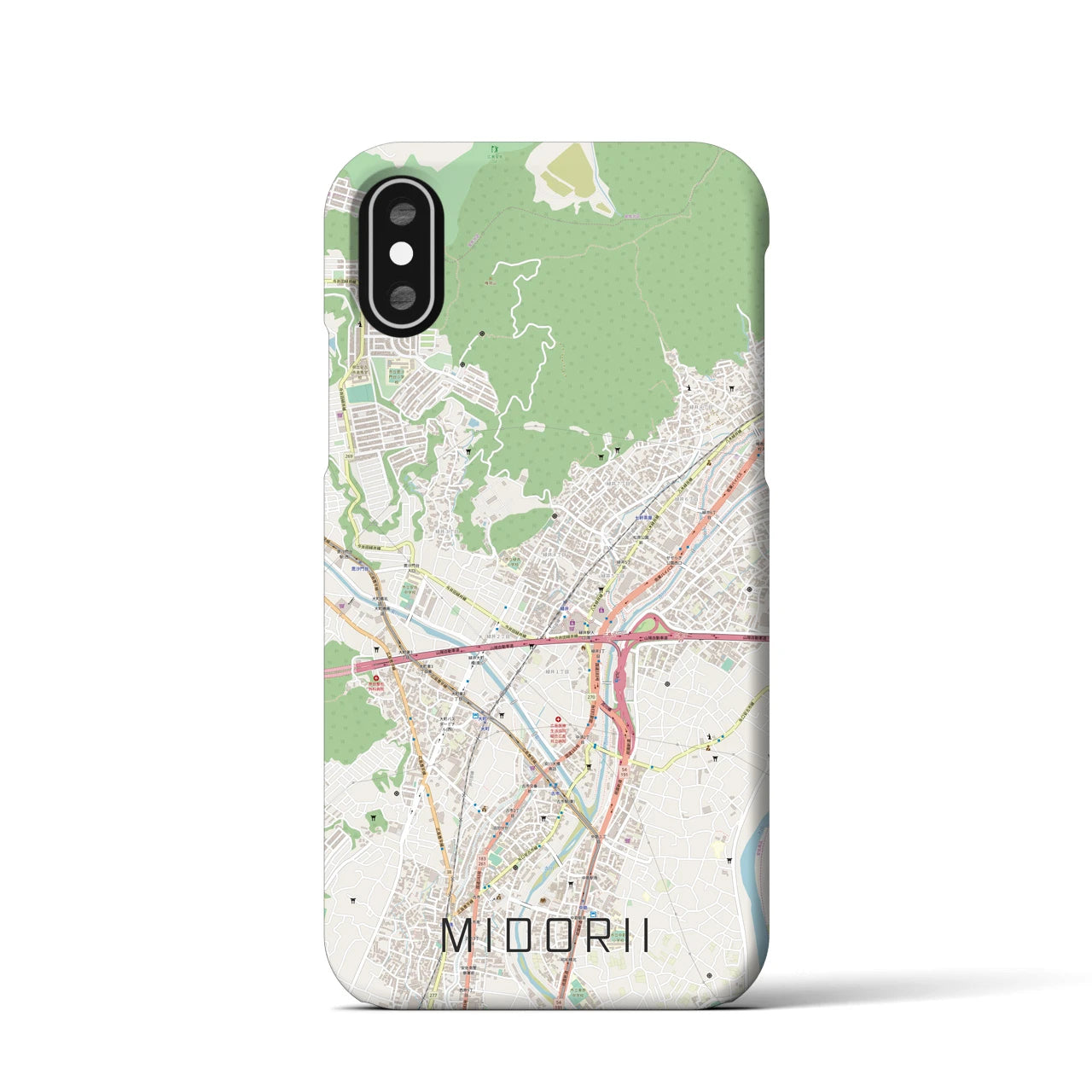 【緑井】地図柄iPhoneケース（バックカバータイプ・ナチュラル）iPhone XS / X 用