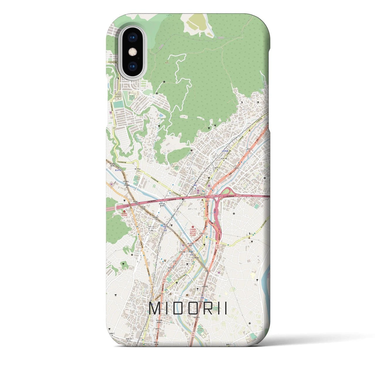 【緑井】地図柄iPhoneケース（バックカバータイプ・ナチュラル）iPhone XS Max 用