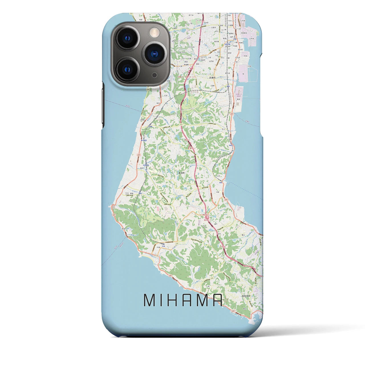 【美浜】地図柄iPhoneケース（バックカバータイプ・ナチュラル）iPhone 11 Pro Max 用