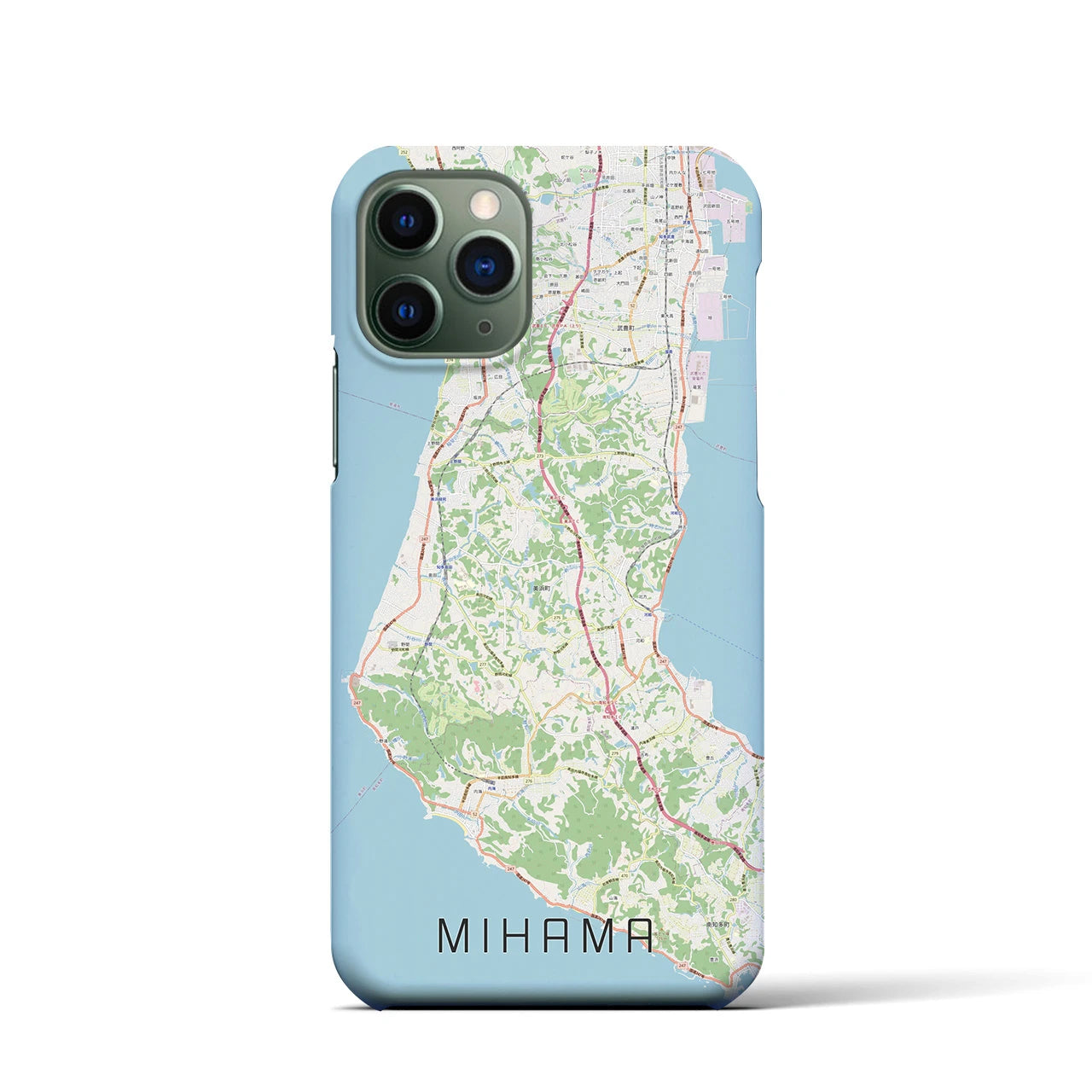 【美浜】地図柄iPhoneケース（バックカバータイプ・ナチュラル）iPhone 11 Pro 用