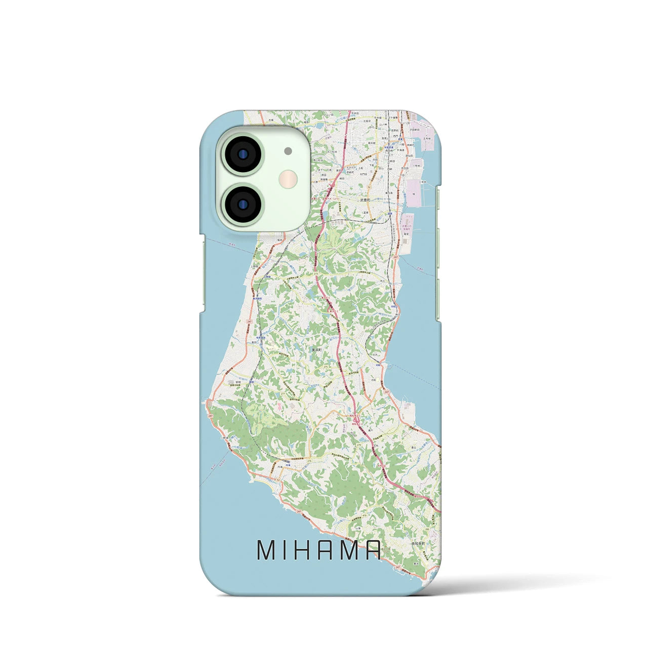 【美浜】地図柄iPhoneケース（バックカバータイプ・ナチュラル）iPhone 12 mini 用