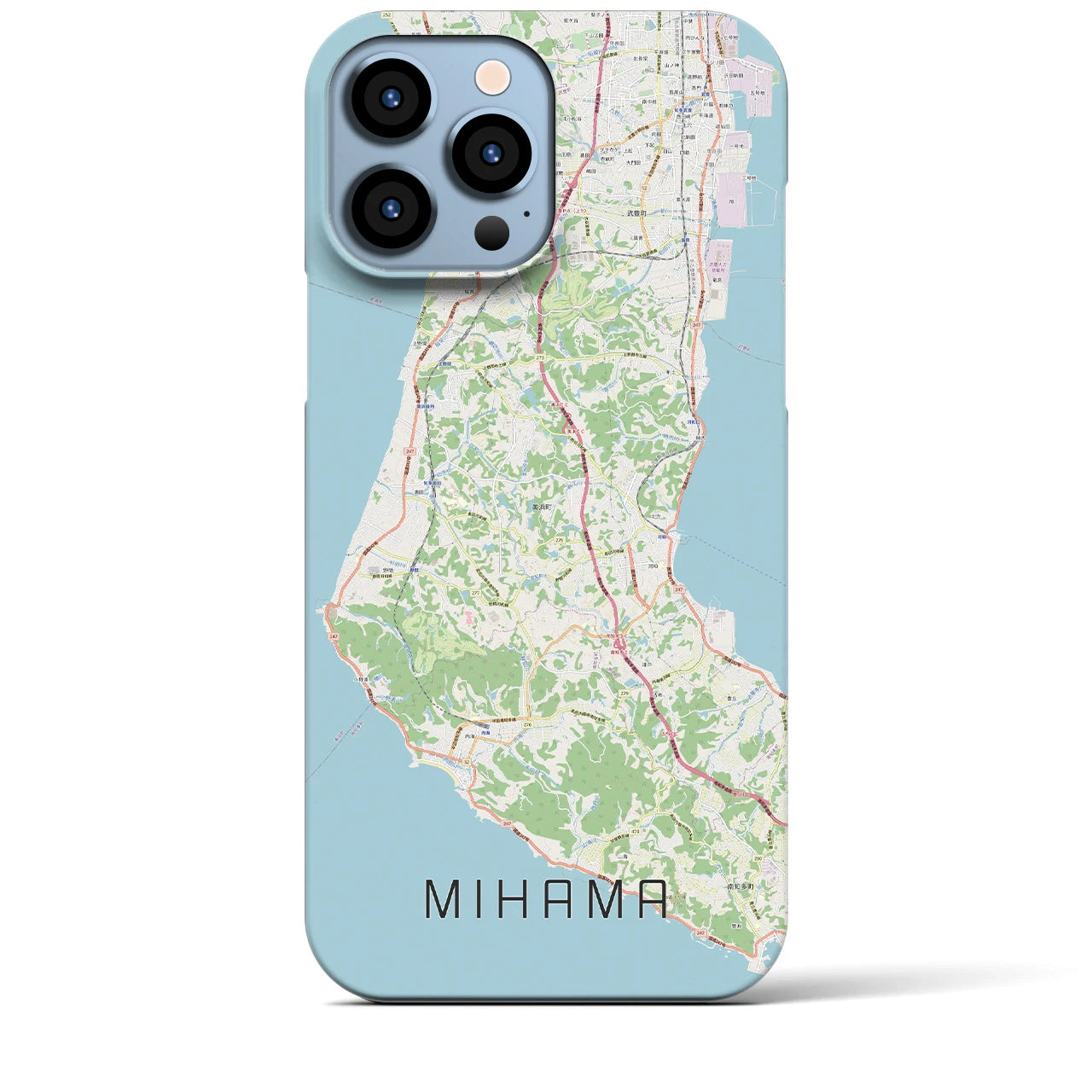 【美浜】地図柄iPhoneケース（バックカバータイプ・ナチュラル）iPhone 13 Pro Max 用