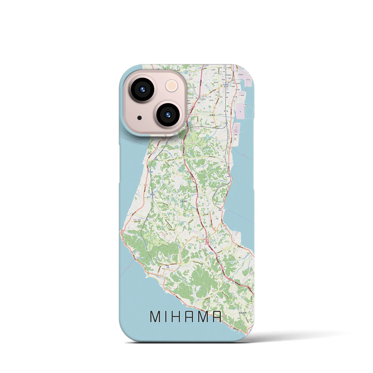 【美浜】地図柄iPhoneケース（バックカバータイプ・ナチュラル）iPhone 13 mini 用