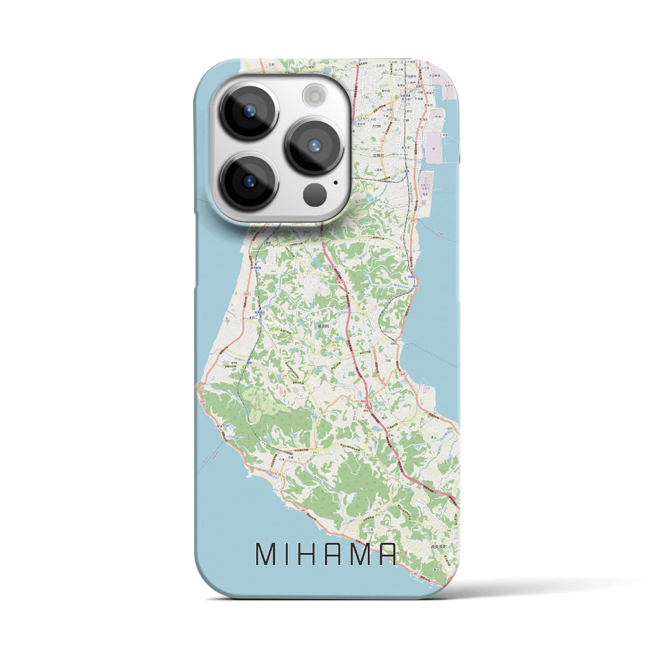 【美浜】地図柄iPhoneケース（バックカバータイプ・ナチュラル）iPhone 14 Pro 用