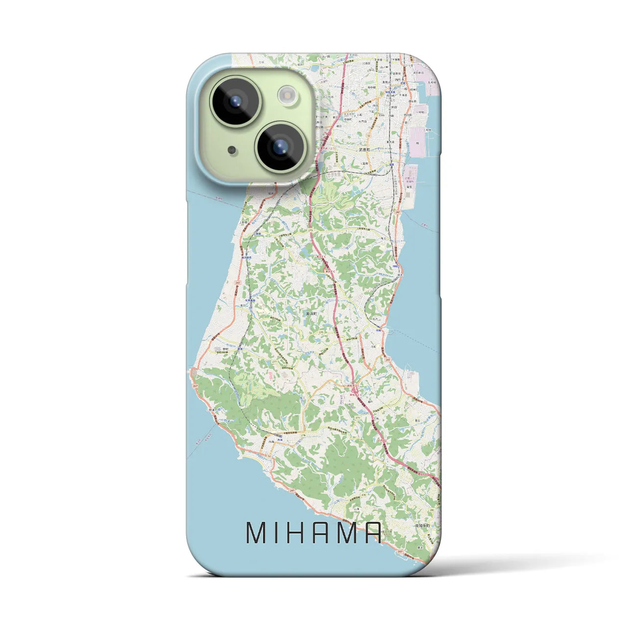 【美浜】地図柄iPhoneケース（バックカバータイプ・ナチュラル）iPhone 15 用
